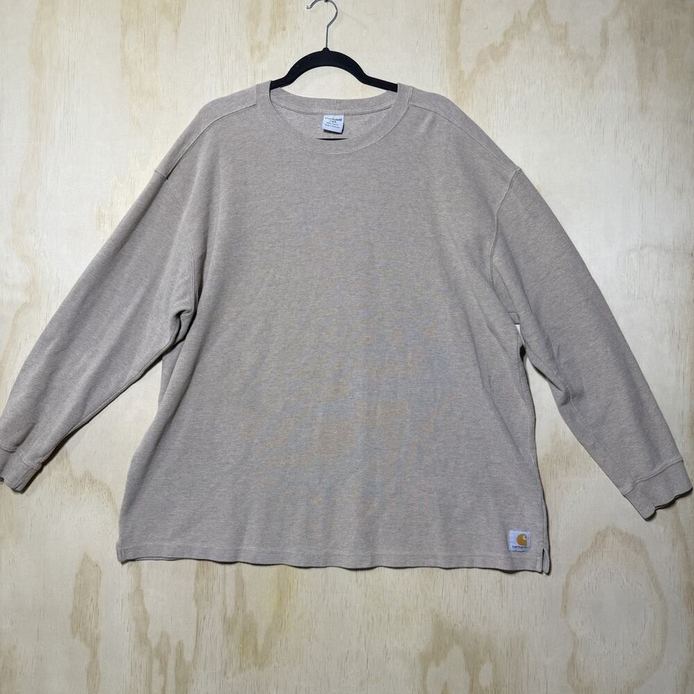 Carhartt Waffle Knit Thermal Shirt Tan Long Sleeve Workwear Mens‎ 2XL Beige